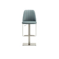 Modern Adjustable Bar Stool with Upholstered Seat and Stainless Steel Base