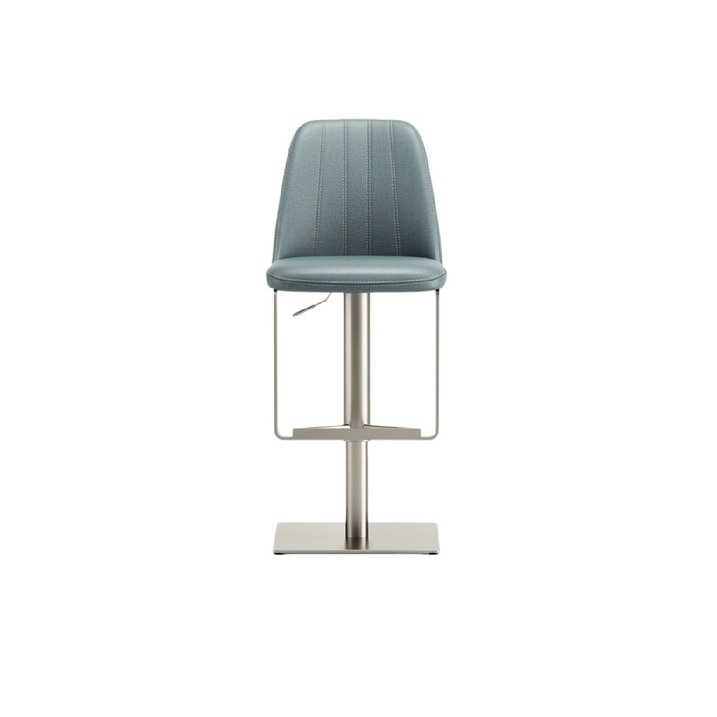 Modern Adjustable Bar Stool with Upholstered Seat and Stainless Steel Base