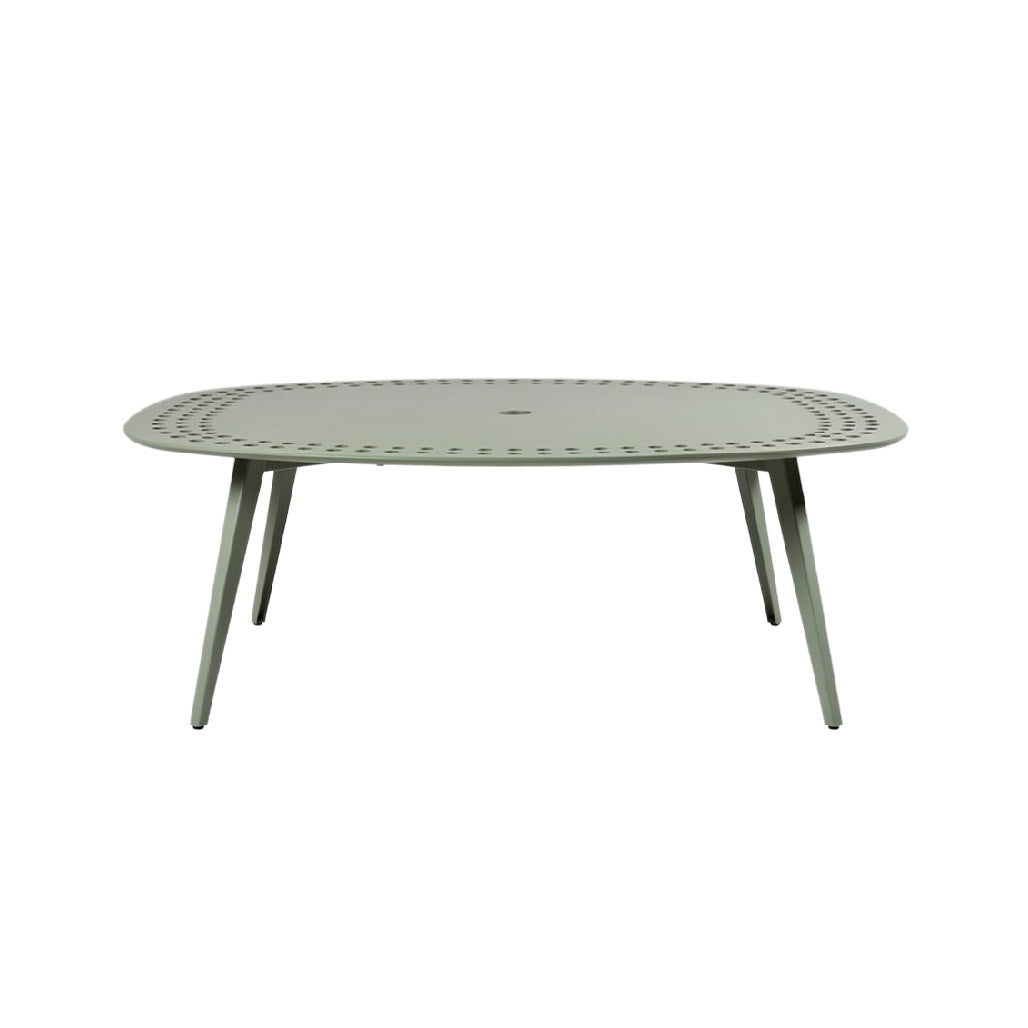 Modern Oval Table with Distinctive Stitched Edge Design